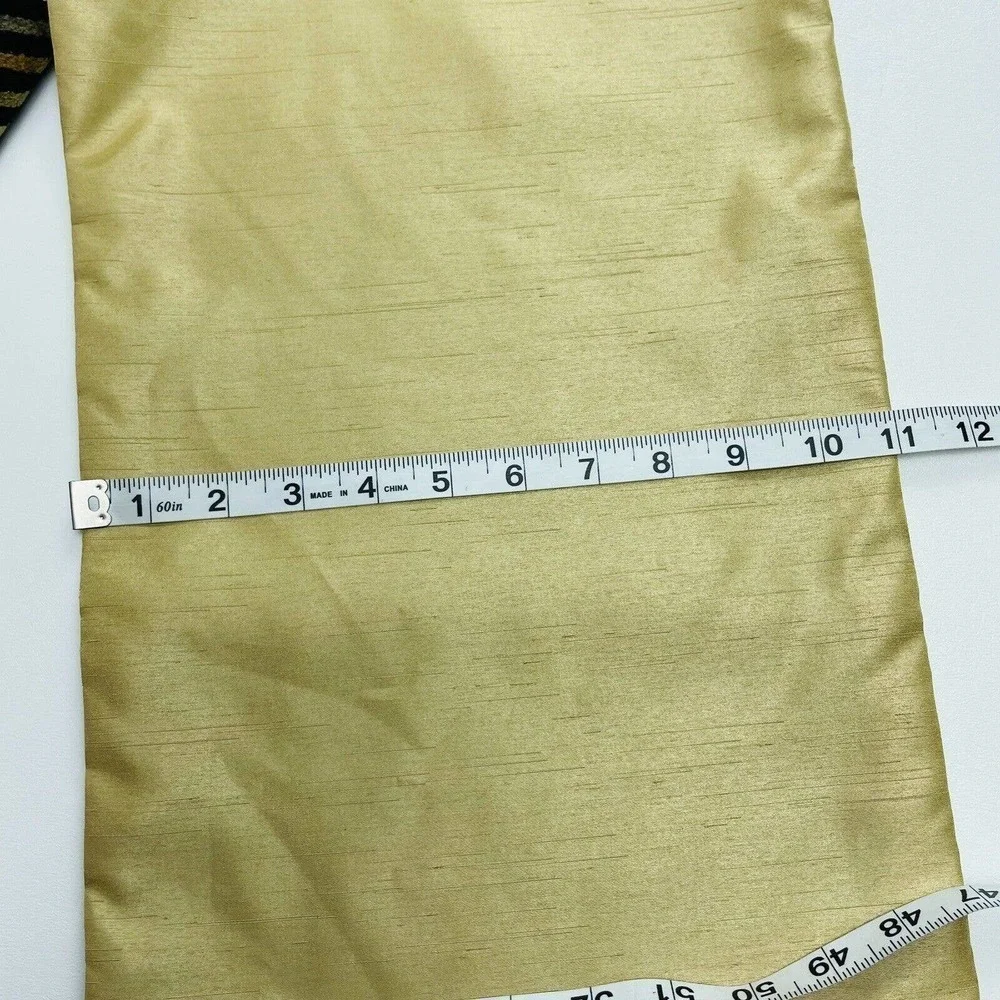 Reversible Silk Shantung Table Runner Velour Stripe‎ 11x58 Gold Beige Black Fall